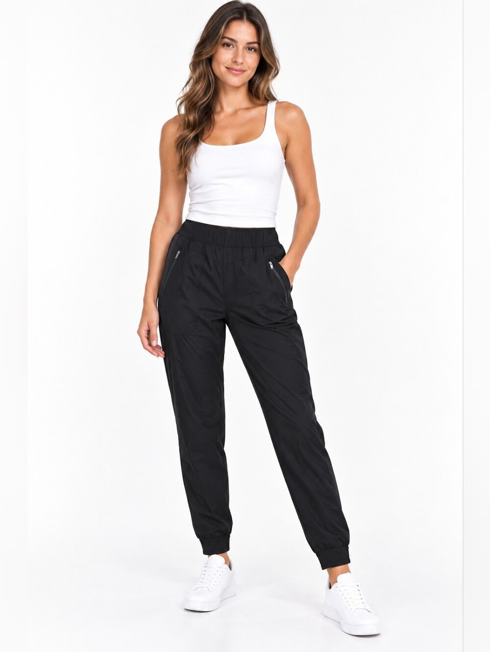 Eddie Bauer Black Elastic-Waist Track Joggers